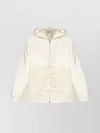 Moncler Textured Hooded Blazer Long Sleeves In White