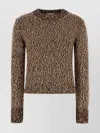 Moncler Textured Knit Crew Neck Sweater In Brown