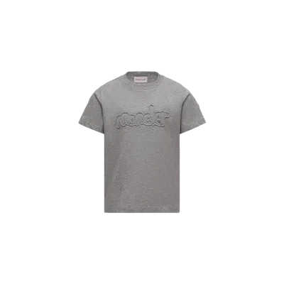 Moncler Kids' T-shirt En Coton À Logo Texturé, Garçons, Gris, Taille: 8a In Gray