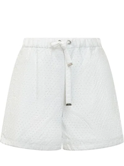 Moncler Textured Mini Shorts With Drawstring In Gray