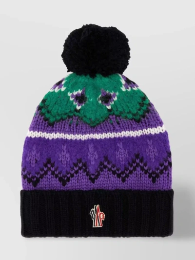 Moncler Textured Ribbed Knit Pom-pom Hat In Multicoloured