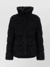 Moncler Textured Urbel Down Jacket With High Collar In Black