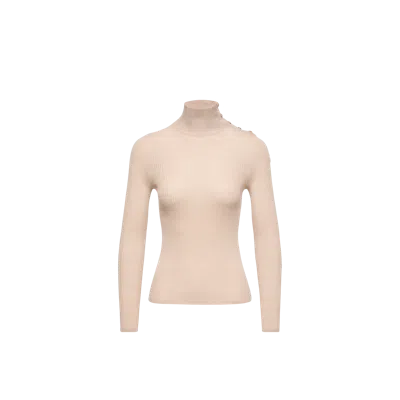 Moncler Textured Wool Sweater, Women, Beige, Size: M In Pink