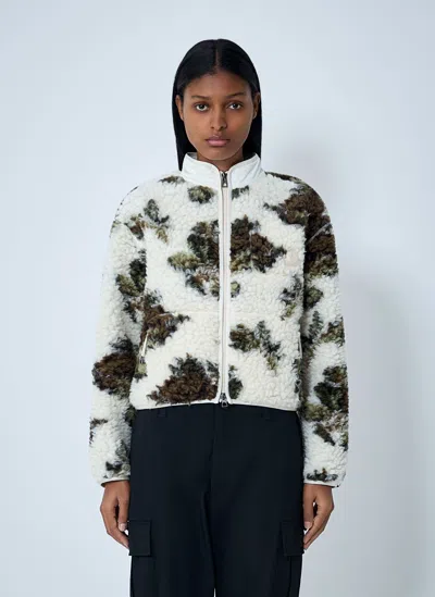 Moncler Textured Zip-up Jacket In White