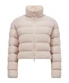 Moncler Thoiry Laminated Cotton Short Down Jacket Pink In Light Pink