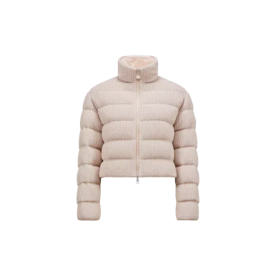 Moncler Thoiry Laminated Cotton Short Down Jacket Pink In Light Pink