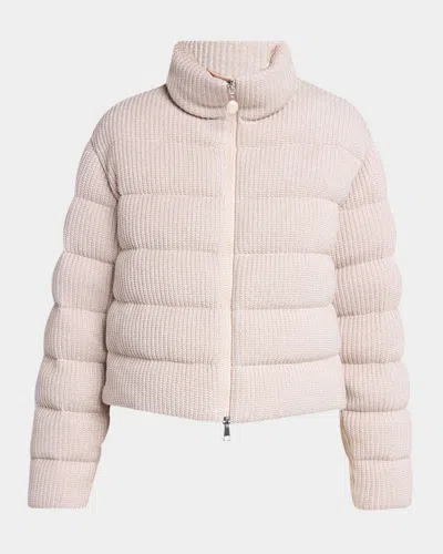 Moncler Thoiry Sparkly Down Puffer Jacket In Light Pink