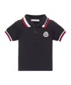 Moncler Three-color Trimmed Cotton Beaded Mesh Polo Shirt In Blue