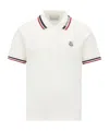 Moncler Three-color Trimmed Cotton Beaded Mesh Polo Shirt In White