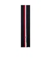 Moncler Logo Patch Stripe Virgin Wool Fringe Scarf In Black