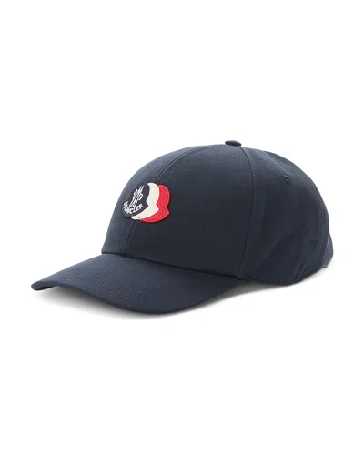 Moncler Three Logo Embroidered Cap In Blue
