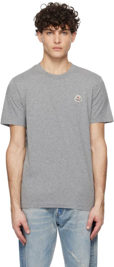 Moncler Three-pack Multicolor Logo Patch T-shirts In 3p1 White/grey/blac