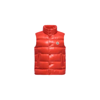 Moncler Tib Down Vest, Boys, Red, Size: 4y In Orange