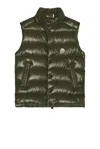 Moncler Olive Tibb Down Gilet In Olive Green