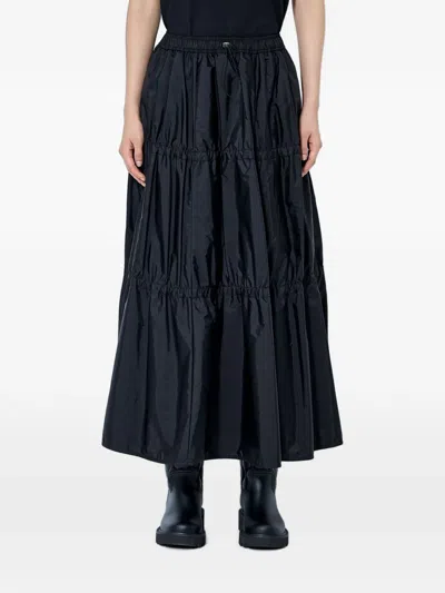 Moncler Tiered Drawstring Skirt In Black