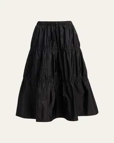 Moncler Tiered Nylon Midi Skirt In Black