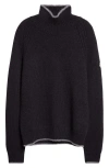 Moncler Tipped Alpaca & Wool Blend Mock Neck Sweater In Black
