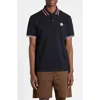 Moncler Polo En Piqué De Coton À Col Rayé In Dark Blue