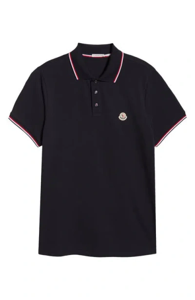Moncler Blue Short-sleeve Polo Shirt In Black