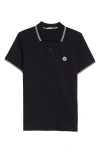 Moncler Cotton Polo Shirt In Navy