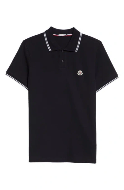 Moncler Tipped Cotton Piqué Polo In Navy