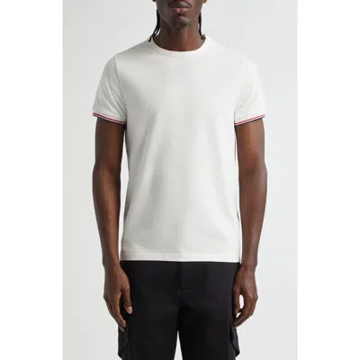 Moncler Tipped Cotton Stretch Jersey T-shirt In Ivory/ivory