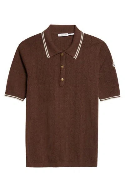 Moncler Cotton Polo Shirt In Brown
