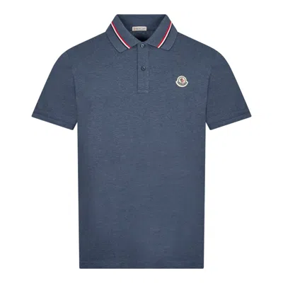 Moncler Tipped Polo Shirt In Blue