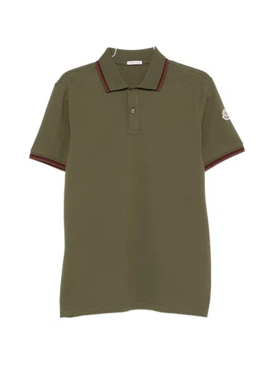 Moncler Premium Cotton Short Sleeve Polo For Men In Green