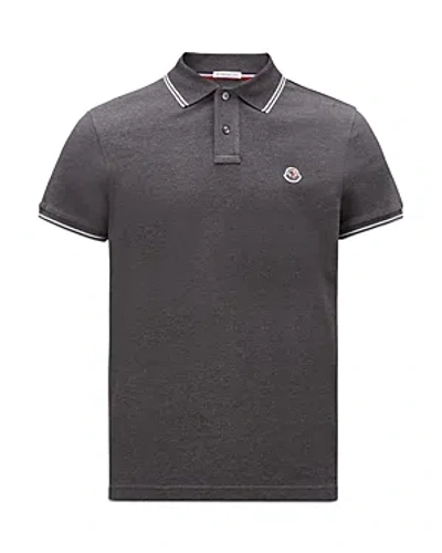 Moncler Tipped Short Sleeve Polo Shirt In Dark Grey