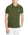 Moncler Logo-patch Striped-edge Polo Shirt In Green