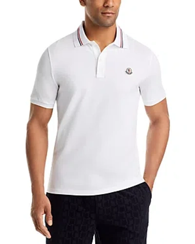 Moncler Tipped Short Sleeve Polo Shirt In White