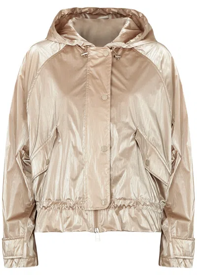 Moncler Tiya Champagne Glossed Shell Jacket In Neutral