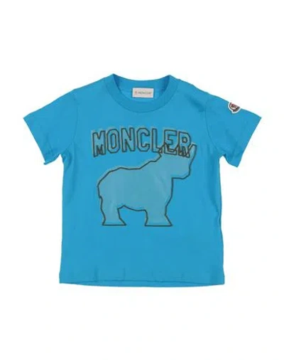 Moncler Babies'  Toddler Boy T-shirt Azure Size 4 Cotton In Blue