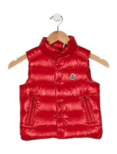 Pre-owned Moncler Babies' Toddler Boys Branded Snap And Zip Closure Vest In Red