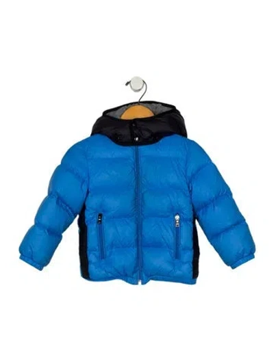 Pre-owned Moncler Babies' Toddler Boys' Grosgrain Trim Puffer Jacket In Blue