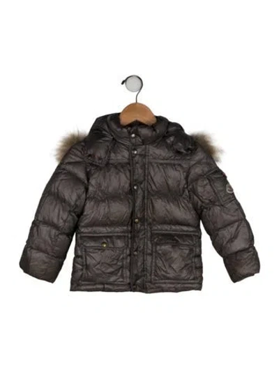 Pre-owned Moncler Babies' Toddler Boys' Solid Down Puffer Coat In Gray