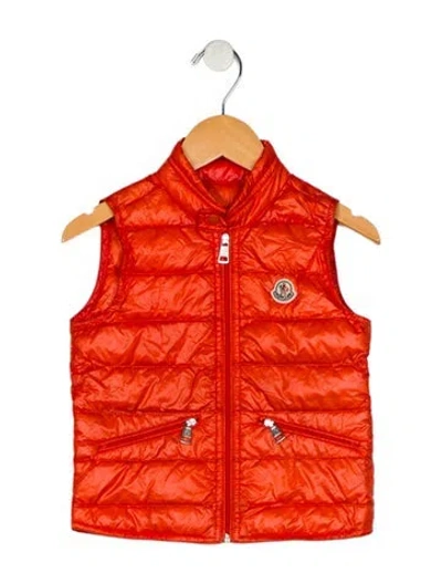 Pre-owned Moncler Babies' Toddler Boys' Solid Puffer Vest In Orange