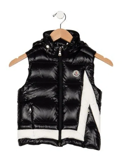 Pre-owned Moncler Babies' Toddler Girls Branded Pattern Printed Puffer Vest In Black