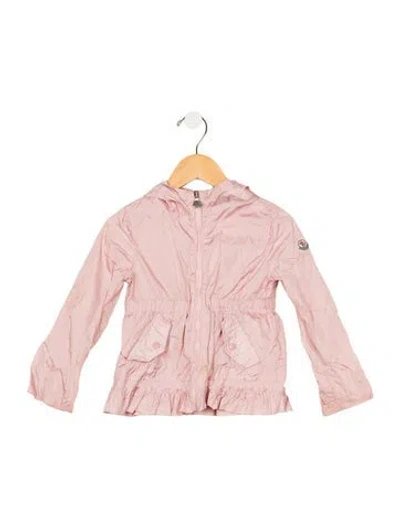 Pre-owned Moncler Babies' Toddler Girls Branded Zip Closure Jacket In Pink