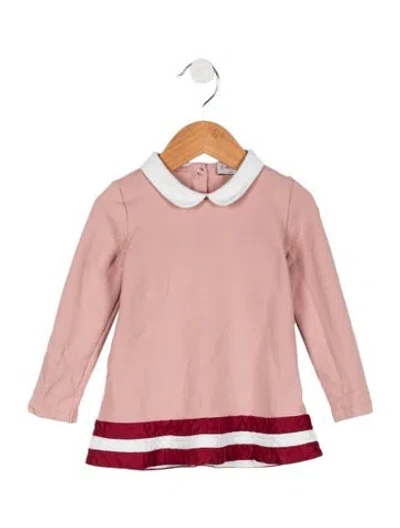 Pre-owned Moncler Babies' Toddler Girls' Crochet Trim Long Sleeve Blouse In Pink