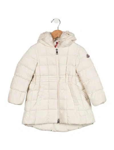 Pre-owned Moncler Babies' Toddler Girls' Embroidered Down Coat In Neutrals