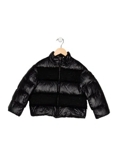 Pre-owned Moncler Babies' Toddler Girls' Fringed Puffer Jacket In Black