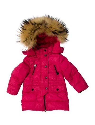 Pre-owned Moncler Babies' Toddler Girls' Fur Trim Down Winter Jacket In Pink