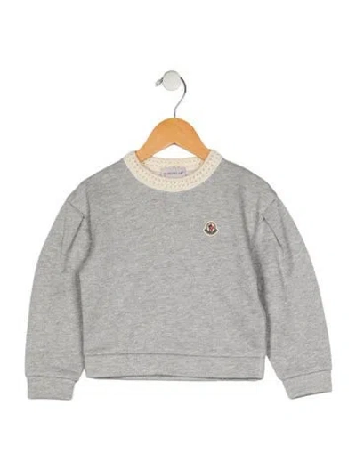 Pre-owned Moncler Babies' Toddler Girls Glitter Embellished Embroidered Sweater In Gray