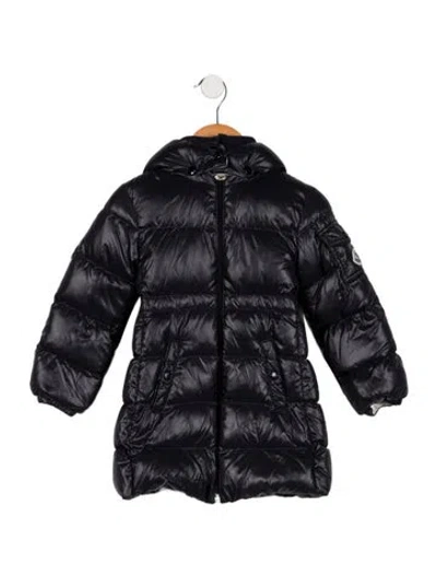 Pre-owned Moncler Babies' Toddler Girls' Hooded Down Coat In Blue