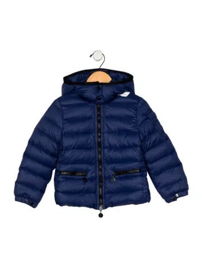 Pre-owned Moncler Babies' Toddler Girls' Hooded Down Puffer Jacket In Blue
