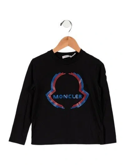 Pre-owned Moncler Babies' Toddler Girls' Logo Print Long Sleeve Top In Black