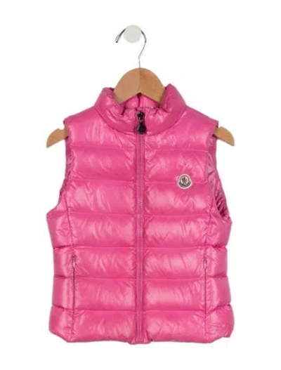 Pre-owned Moncler Babies' Toddler Girls' Logo Puffer Vest In Pink