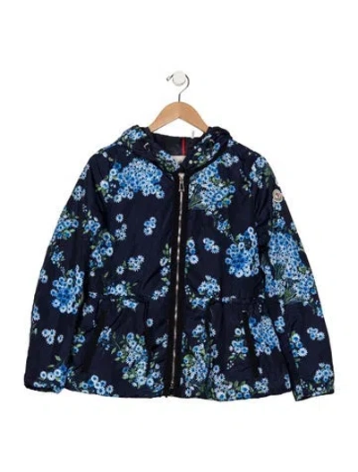 Pre-owned Moncler Babies' Toddler Girls Pattern Printed Zip Closure Jacket In Blue
